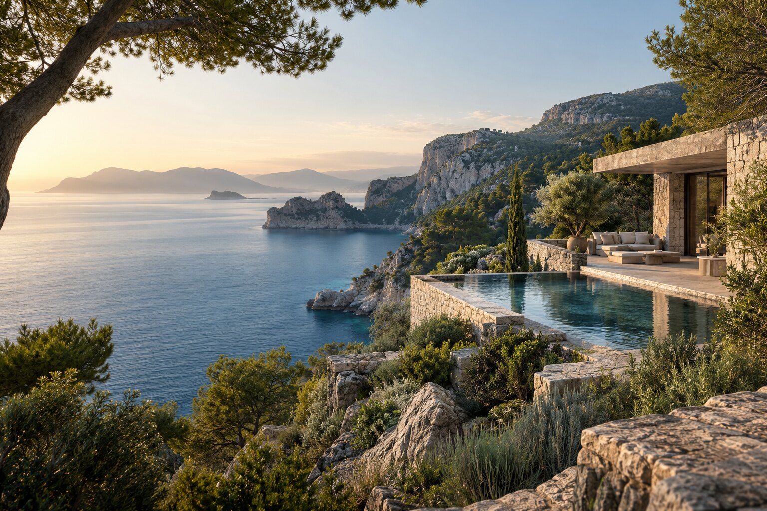 Illustrative private coastal retreat for a bespoke destination